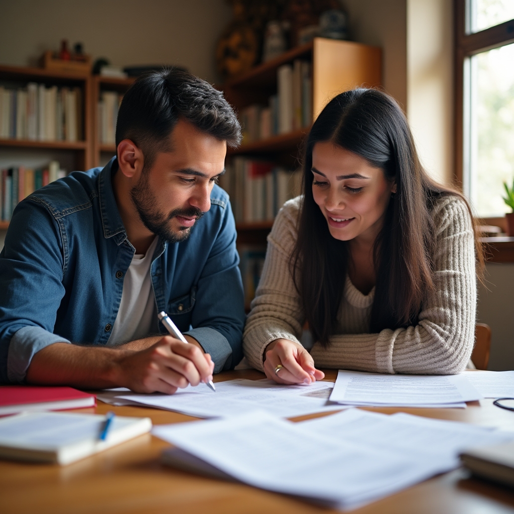 Financial education facilitators preparing educational materials for older adults